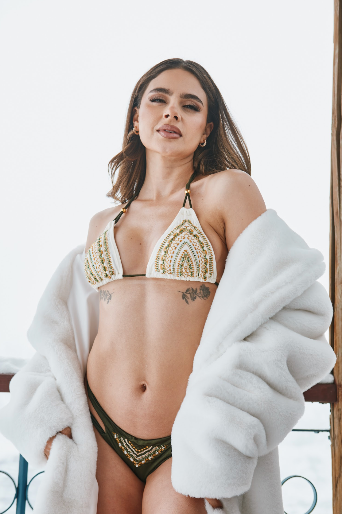 Sparkle Babe Emerald and Army-Green Swimsuit